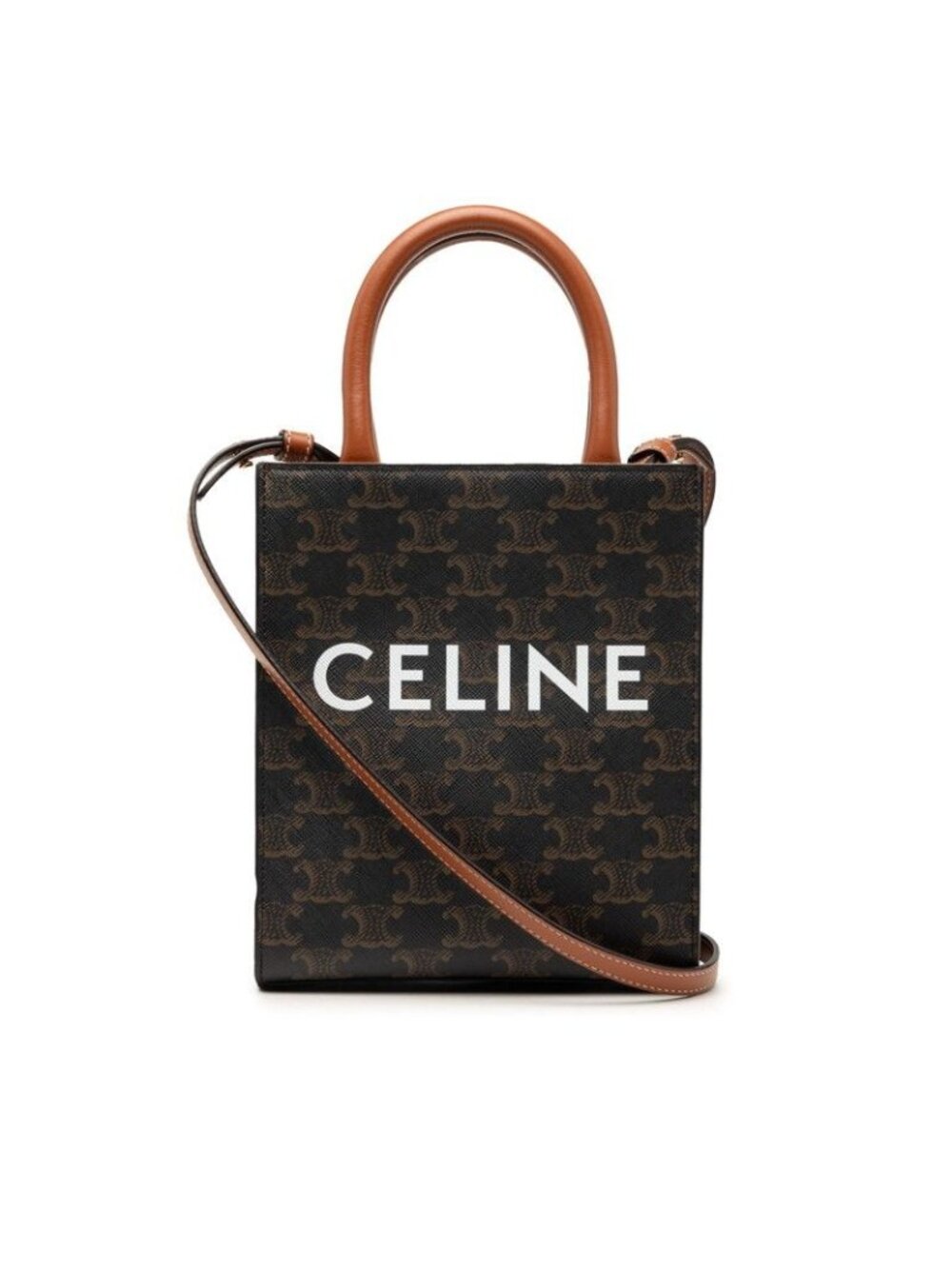 Celine Vertical Cover 2-Way Shoulder Bag Brown Black Leather - Picture 1 of 6